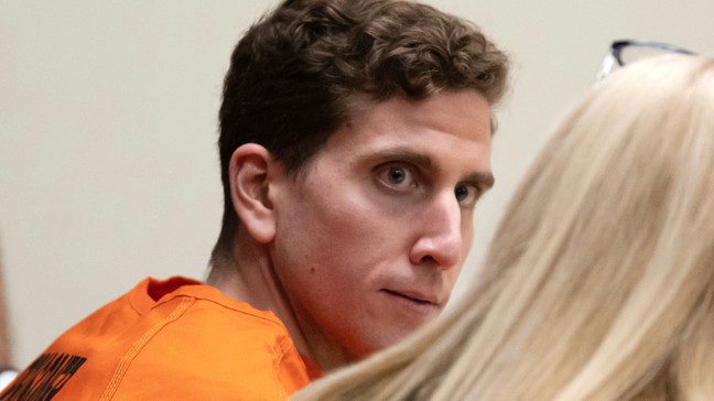 FILE - Bryan Kohberger, left, who is accused of killing four University of Idaho students in November 2022, looks toward his attorney, public defender Anne Taylor, right, during a hearing in Latah County District Court, Thursday, Jan. 5, 2023, in Moscow, Idaho.{&nbsp;} (AP Photo/Ted S. Warren, Pool)